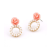 Pink Rose Pearl Hoop Stud Earrings